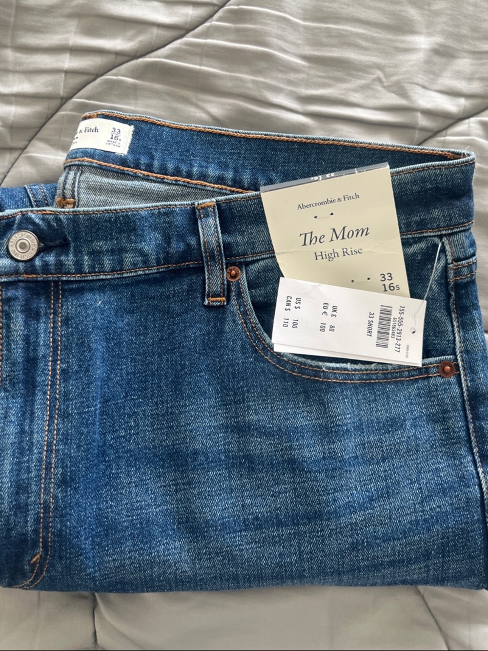 Abercrombie & Fitch The Mom High Rise Jeans - Blue Denim